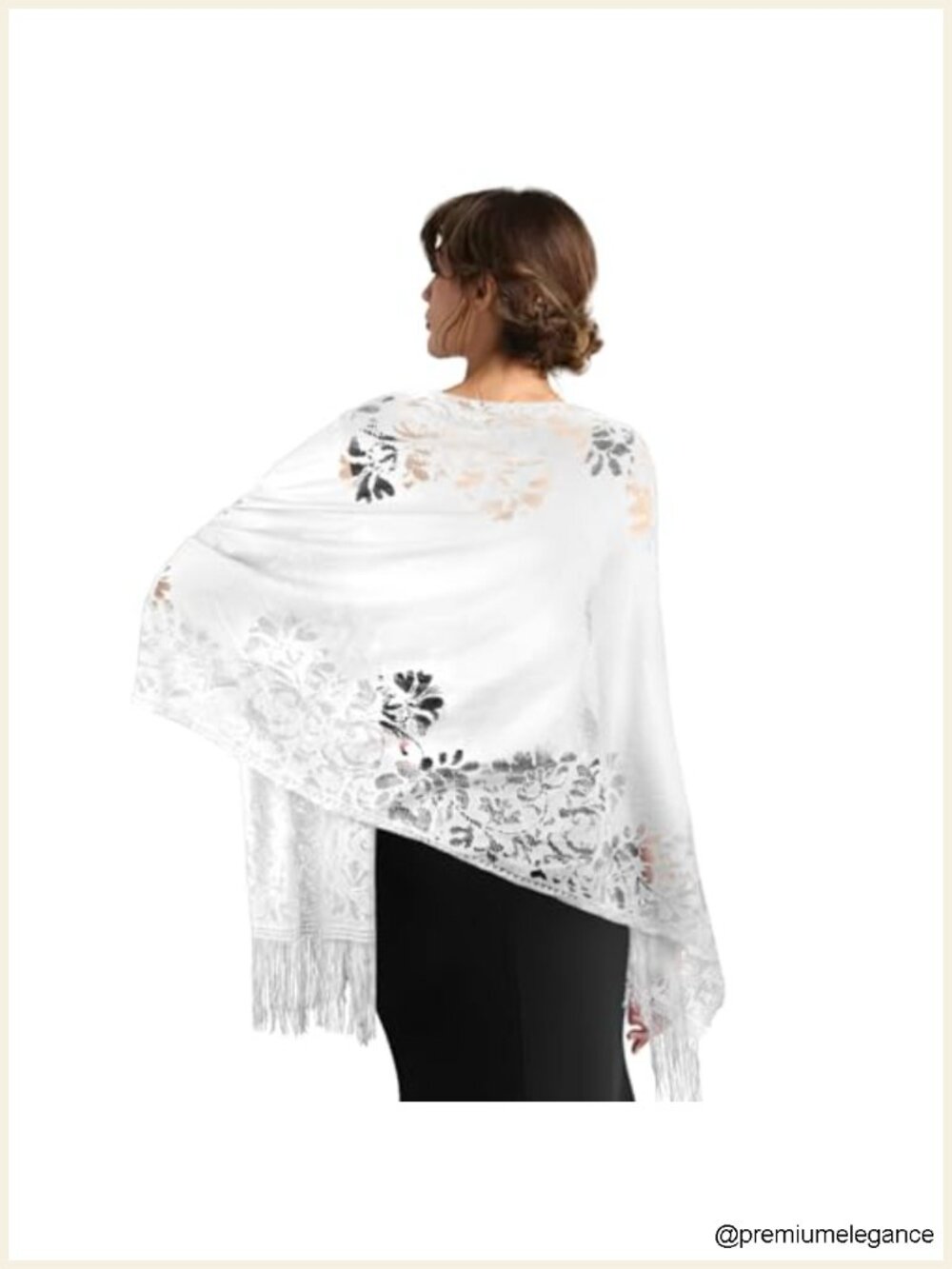 Lace Pashmina Shawl Wrap Evening Dress Accessory 1920s Wedding Formal